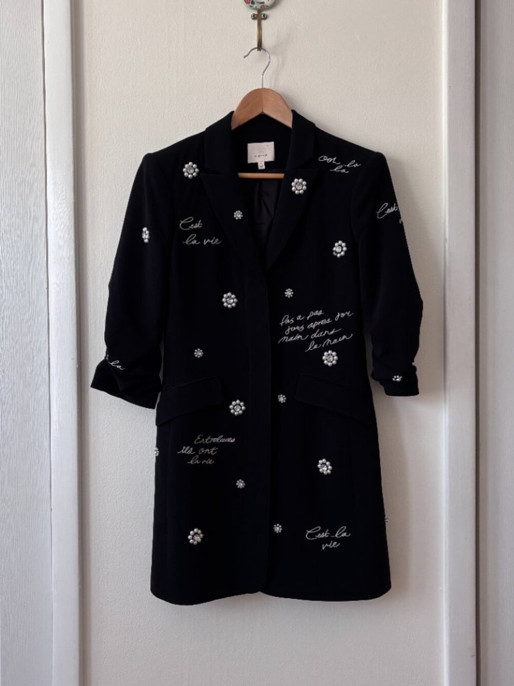 Cinq A Sept Joel Faux Pearl Embellished Mini Blazer Dress - Picture 5 of 11